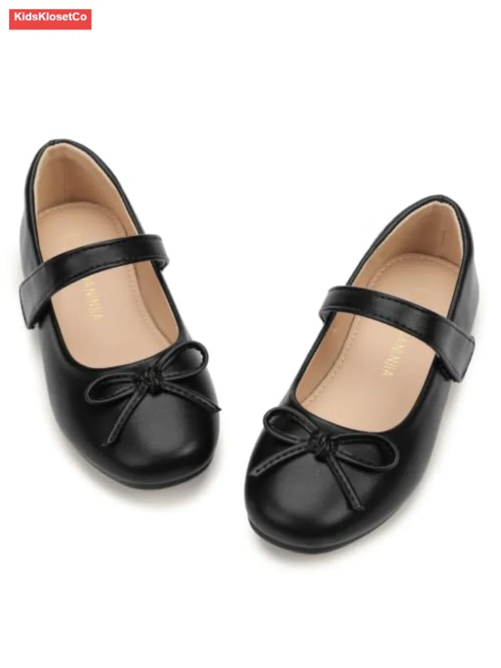 Girls Mary Jane Ballet Flats with Square Toe, Hook & Loop, Non-Slip Sole